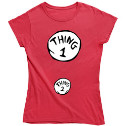 Thing 1 Thing 2 Cute Dr Seuss Inspired Pregnancy Halloween retro Ladies T Shirt