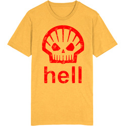 Hell Shell Gas Parody Funny Grunge retro T Shirt