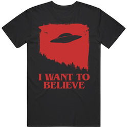 I Want To Believe Funny Ufo Aliens Flying Saucer Fan retro T Shirt