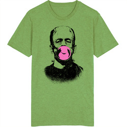 Frankenstein's Monster Blowing Bubble Funny Halloween Parody Vintage Unisex retro T Shirt