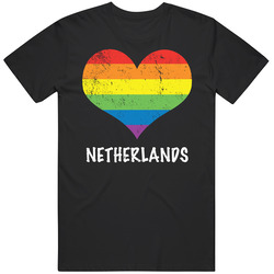 I Love Netherlands Pride Heart Gay Lesbian Lgbtq retro T Shirt