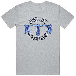 Grab Life with Both Hands Inspiring Cycling T Shirt with Cool Hand Drawn Graphics of Handlebar  Retro T Shirt