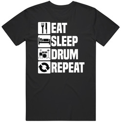 Eat Sleep Drum Repeat Men's Black Retro T Shirt