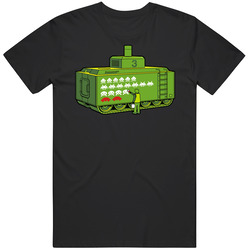 Space Invaders Green Tank Video Game Retro T Shirt