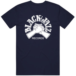 New Vintage Black Jazz Records Soul Music Navy Retro T Shirt