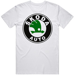 New Skoda Car Racing Logo Men's White T-shirt Size S To 3xl Retro T Shirt