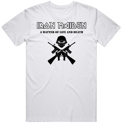 T-Shirt Iron Maiden Army A Matter of Life And Death Heavy Metal Band Tee Retro T Shirt