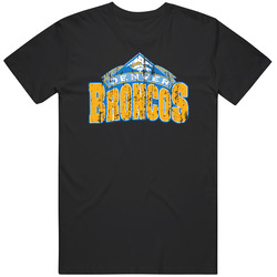 Denver Broncos And Denver Nuggets Mash-up Sports Distressed Logo Retro T Shirt Denver Broncos And Denver Nuggets Mash-up Sports Distressed Logo Retro T Shirt
