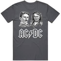 Ac Dc Line Charcoal Grey Retro T Shirt