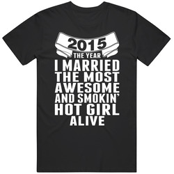 2015 The Year Married Married White Print Tee Retro T Shirt