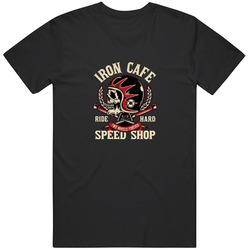Iron Cafe Speed Shop â€“ Ride Hard Retro T Shirt