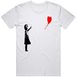 Banksy Girl With A Red Balloon Painting Vintage Retro T Shirt