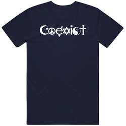 New Coexist Peace Religion Navy Retro T Shirt New Coexist Peace Religion Navy Retro T Shirt