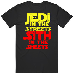 Jedi In The Streets Sith In The Sheets Movie Funny Parody Dt Mens Black Retro T Shirt