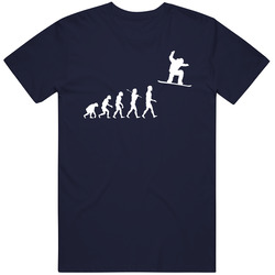 Snowboarding Evolution Navy Blue Retro T Shirt