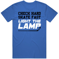 Check Hard Skate Fast Light The Lamp Hockey Retro T Shirt
