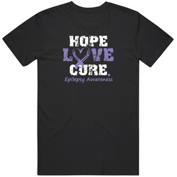 Epilepsy Awareness - Hope Love Cure Retro T Shirt Epilepsy Awareness - Hope Love Cure Retro T Shirt