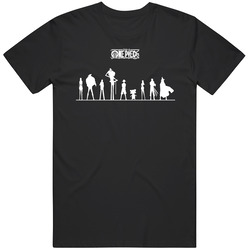 One Piece Characters List Logo Black Retro T Shirt
