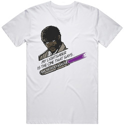 Samuel Lee Jackson Jules Verne Pulp Fiction Star Wars Jedi Knight Lightsaber Parody Funny Retro T Shirt