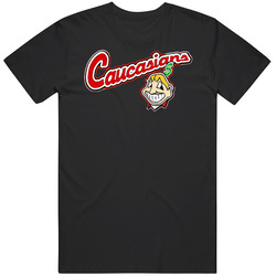 Caucasian Tulisan Black Retro T Shirt