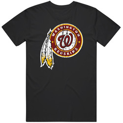 Washington Redskins And Washington Nationals Combined Mash Up Distressed Retro T Shirt Washington Redskins And Washington Nationals Combined Mash Up Distressed Retro T Shirt