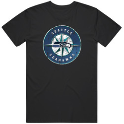 Seattle Seahawks And Seattle Mariners Combined Mash-up Distressed Logo Retro T Shirt Seattle Seahawks And Seattle Mariners Combined Mash-up Distressed Logo Retro T Shirt