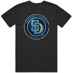 San Diego Chargers And San Diego Padres Combined Mash-up Distressed Logo Retro T Shirt San Diego Chargers And San Diego Padres Combined Mash-up Distressed Logo Retro T Shirt