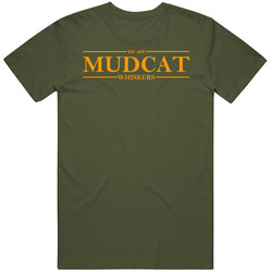 Mud Cat Whiskers Est Logo Military Green Retro T Shirt