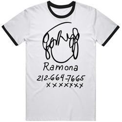 Scott Pilgrim Vs The World Ramona Flowers Drawing Phone Number Seven Deadly Ex's Retro T Shirt
