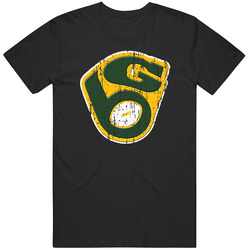 Green Bay Packers And Milwaukee Brewers Combined Mash-up Distressed Logo Retro Classic T Shirt