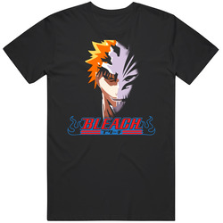 Anime Bleach Kurosaki Ichigo Bleach Mens Black Retro Classic T Shirt