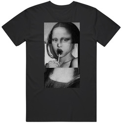Mona Lisa Art Parody Licking Lollipop Retro Classic T Shirt