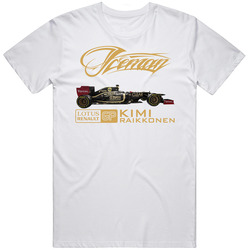Kimi Raikkonen Iceman Lotus Renault F1 Mens White Retro Classic T Shirt