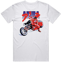  Akira Kaneda Retro Anime Mens White T-shirt Tee 100% Cotton Retro Classic T Shirt