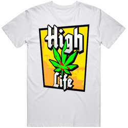 Grand Theft Auto High Life Cannabis Stoner Weed Marijuana Retro Classic T Shirt