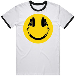 Smiley Face Music Headphones Parody Fan Retro Classic T Shirt