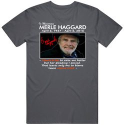 In Memoriam Merle Haggard Charcoal Grey Tee Retro Classic T Shirt