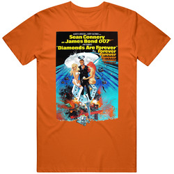 Diamonds Are Forever James Bond Connery 70s  007 Movie White Retro Classic T Shirt