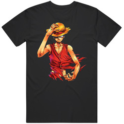 Angry Serious Monkey D Luffy Straw Hat Pirates One Piece Manga Retro Classic T Shirt