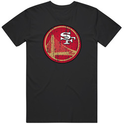 San Fancisco 49ers X Golden State Warriors Mash-up Sports Distressed Logo Retro Classic T Shirt
