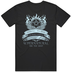 Supernatural Join The Hunt Mens Black Retro Classic T Shirt