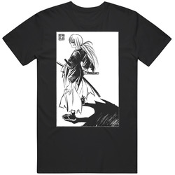 Meiji Era Battosai Himura Ruroini Kenshin Samurai X With Sakabato Classic Retro T Shirt