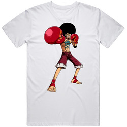 Monkey D. Luffy Wear Afro Hair And Boxing Glove Fight Foxy Pirates Classic Retro T Shirt