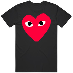 Comme Des Garcons Men's Black Play Printed Heart Classic Retro T Shirt