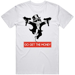 Young Classics Go Get The Money Dolph's  Monopoly Man Uzi Gun Classic Retro T Shirt