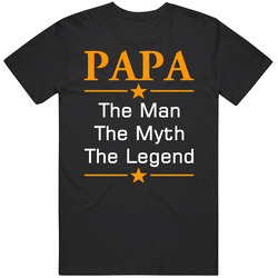 Papa The Man The Mith The Legend Mens Black Classic Retro T Shirt