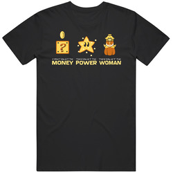 Super Mario Bros Money Power Women Video Game Classic Retro T Shirt