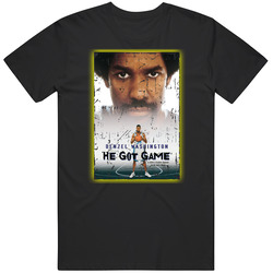 He Got Game Denzel Washington Poster Movie Grunge Classic Retro T Shirt