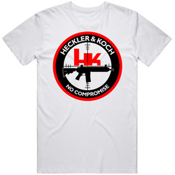 Hk Heckler & Koch No Compromise Logo Mens White Classic Retro T Shirt