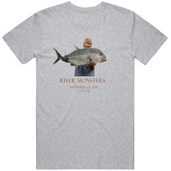 River Monsters Fishing Jeremy Wade Giant Trevelly Worn Look Classic Retro T Shirt